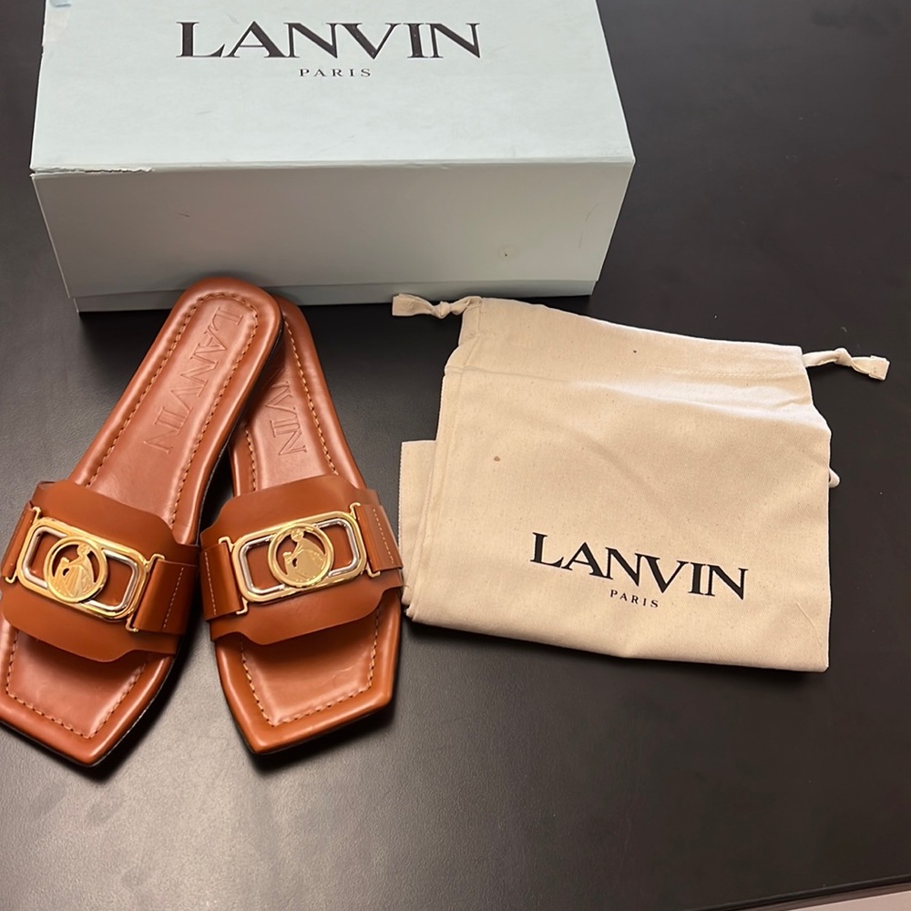LANVIN LEATHER BROWN MULE 38eu BRAND NEW